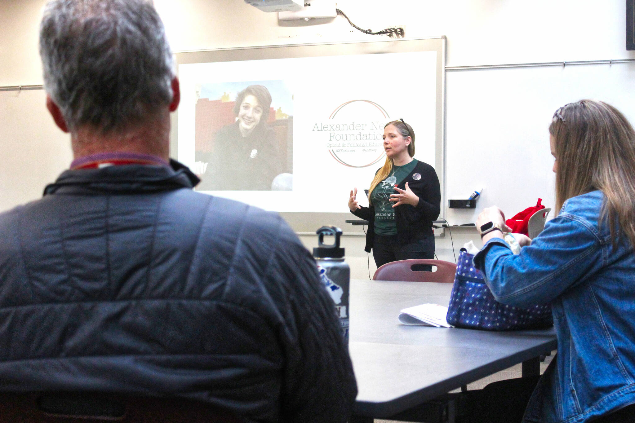 Amy Neville, founder of the Alexander Neville Foundation, gave a presentation to a small group of Enumclaw School District parents a year ago; she is returning to give a talk at the new Rainier Foothills Wellness Foundation location on May 7. Photo by Ray Miller-Still
