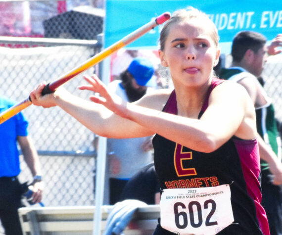 Natalie DeMarco is shown here on the way to a second-place finish at last year’s state track and field championships. Last week, she received a 2024 Smart Choices Scholarship. 
File photo