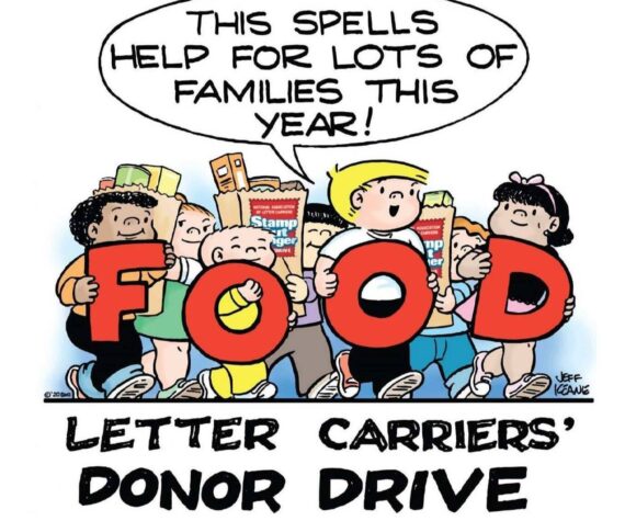 The Stamp Out Hunger event is every second Saturday in May - which means it's this Saturday, May 11. Image courtesy the National Association of Letter Carriers