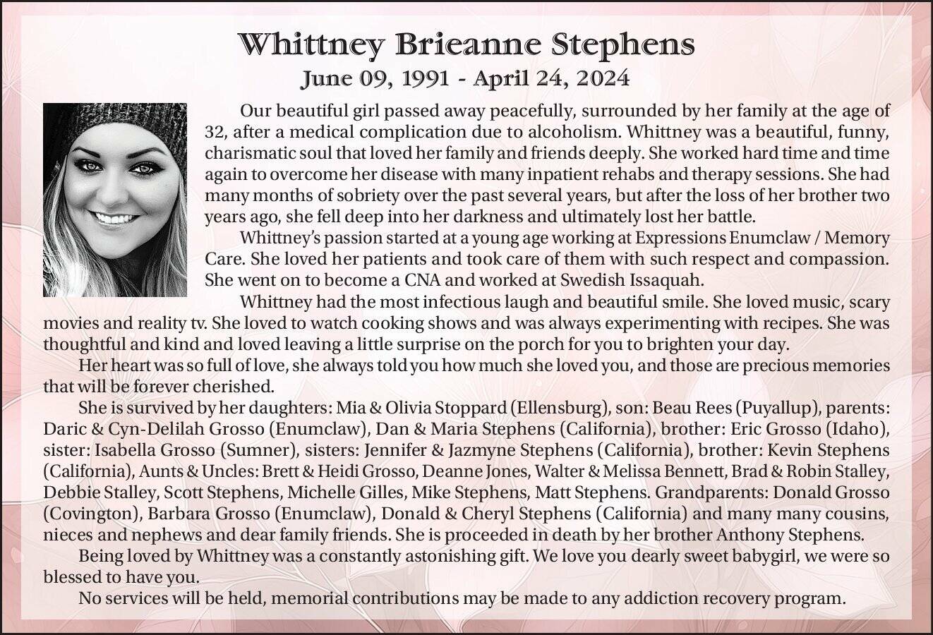 Obit for Whittney Stephens