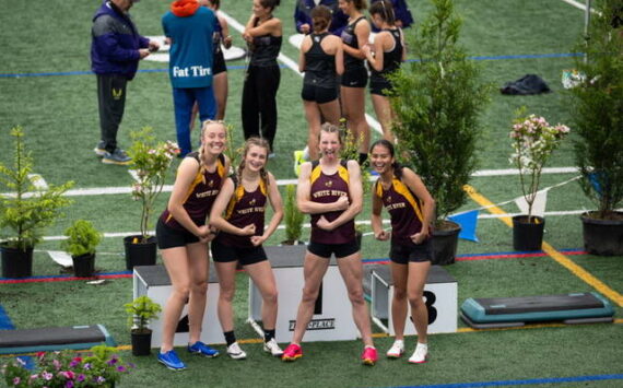Courtesy photo
The White River girls track team, despite its small size, took first at districts this year. Pictured is the 4 x 400 team, Vivian King, Charee Sproed, Trista Turgeon, and Nativity Laddy.