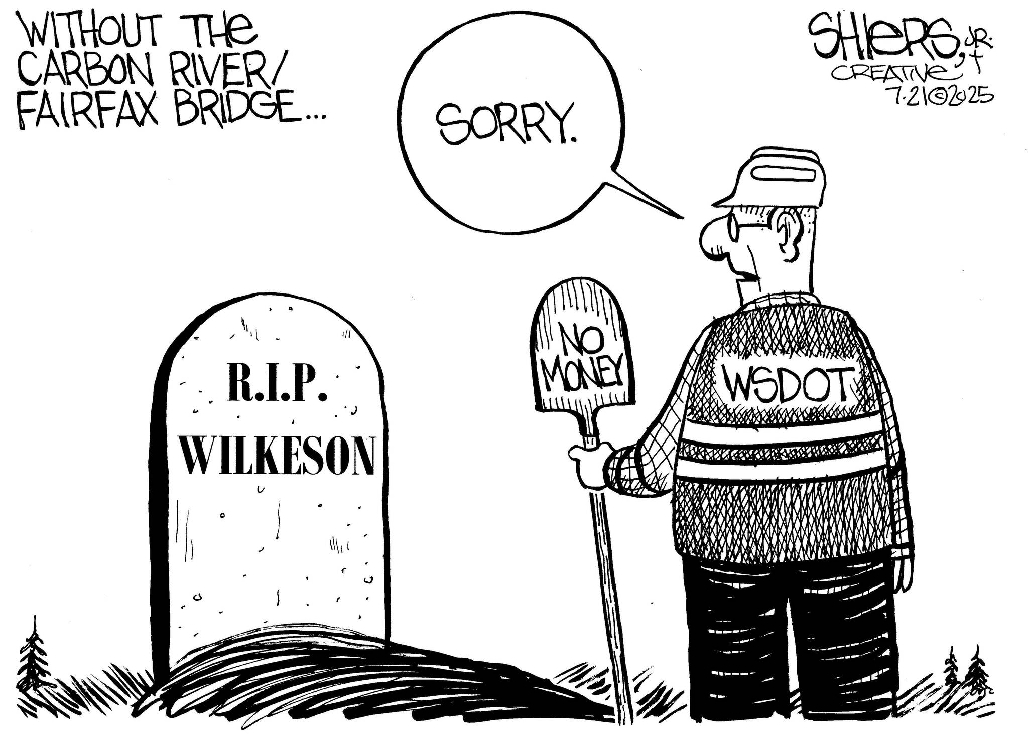 Frank Shiers, Jr. is a longtime King County resident and has drawn political cartoons for over forty years. He creates at least four cartoons a week, which are published in a dozen newspapers.