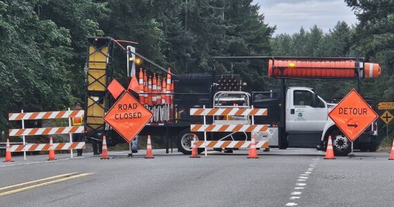 The White River Bridge is closed to traffic after being struck by a semi truck. The extent of the damage is unknown at this time. Photo by Ray Miller-Still