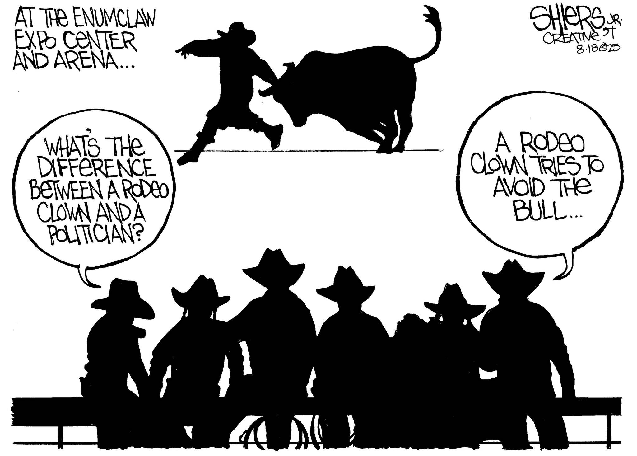 Frank Shiers, Jr. is a longtime King County resident and has drawn political cartoons for over forty years. He creates at least four cartoons a week, which are published in a dozen newspapers.