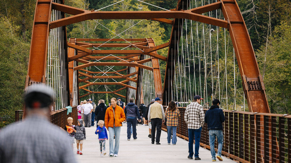The Foothills Trail bridge went from a fun way to add recreation into the lives of Plateau residents into a lifeline, as hundreds, if not more, of people are using the bridge in some capacity to detour around the White River Bridge closure. Photo courtesy King County