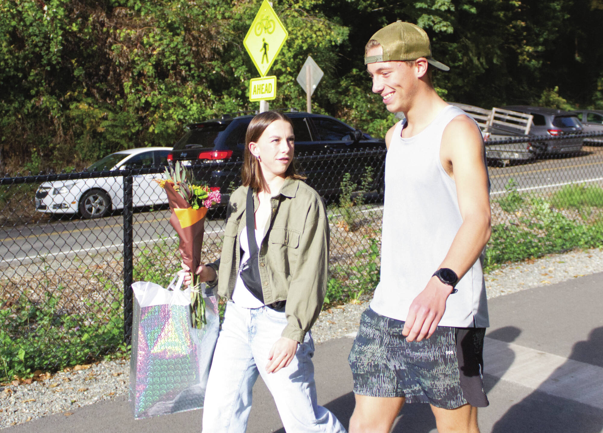 Audrie and Mateo didn’t let the White River bridge outage dampen their first anniversary. Photo by Ray Miller-Still