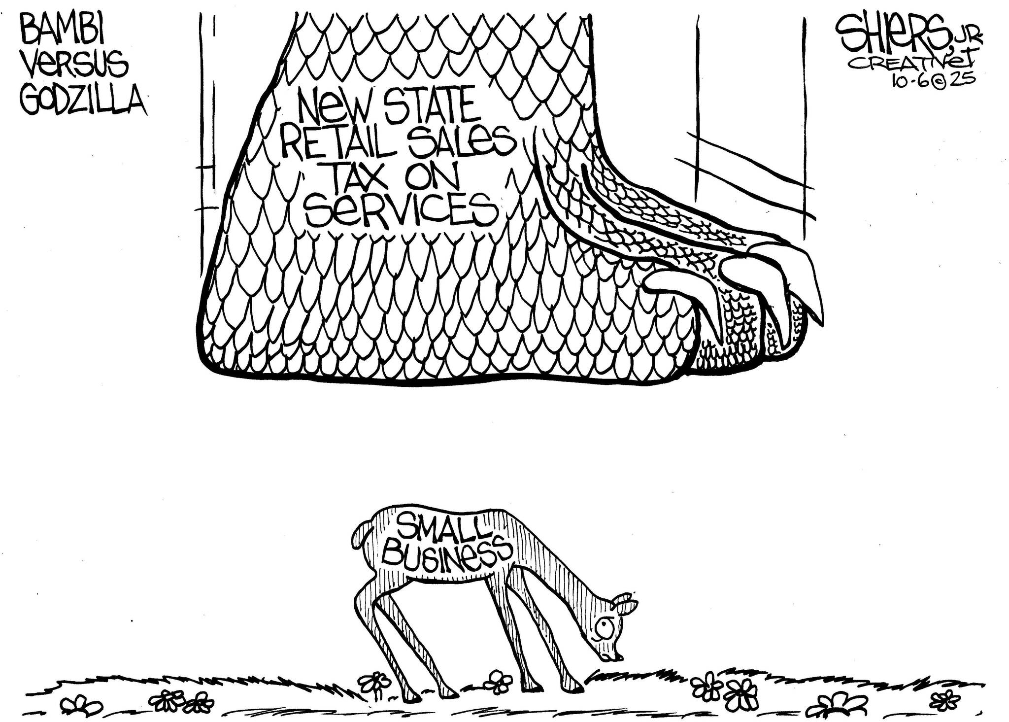 Frank Shiers, Jr. is a longtime King County resident and has drawn political cartoons for over forty years. He creates at least four cartoons a week, which are published in a dozen newspapers.