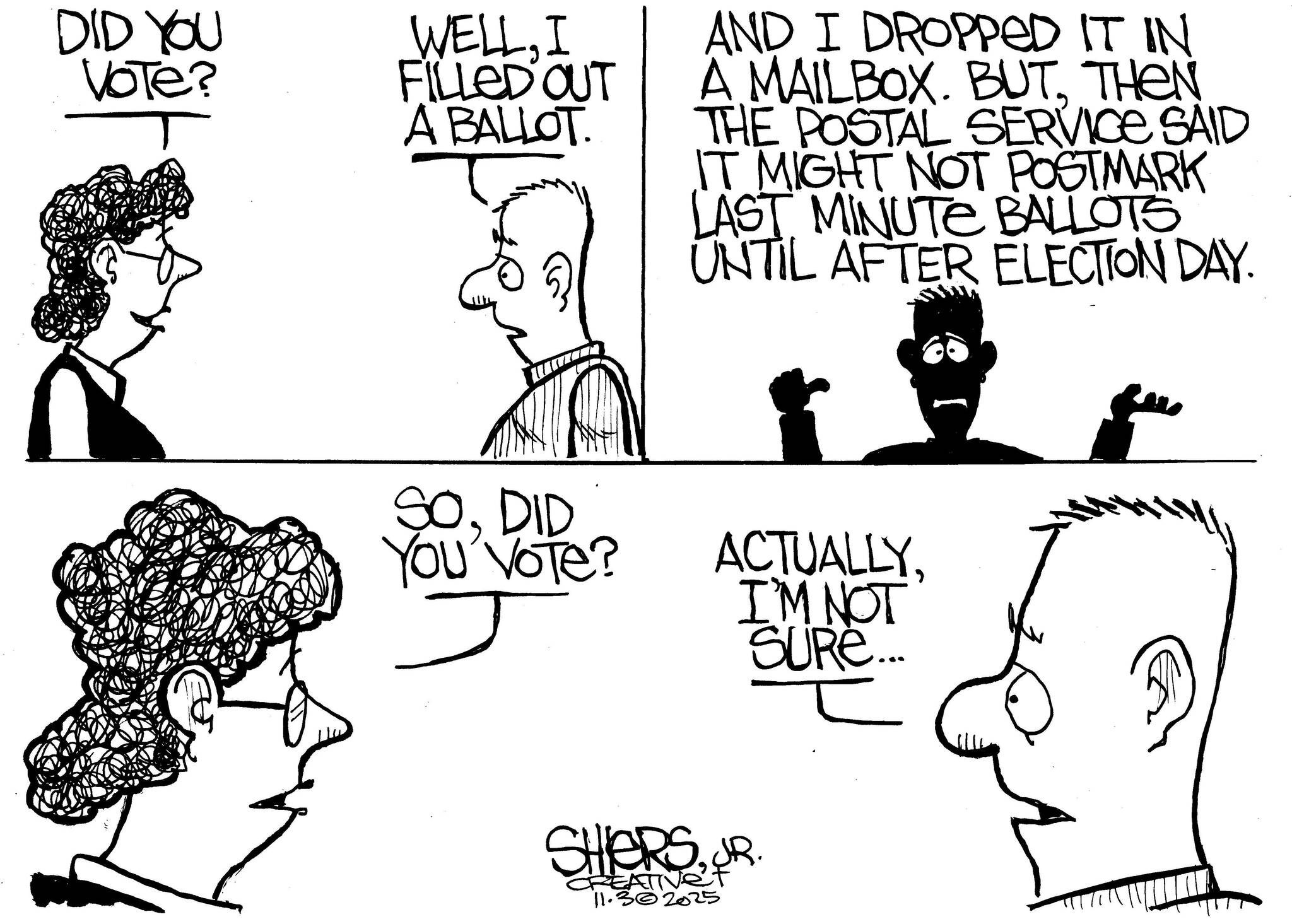 Frank Shiers, Jr. is a longtime King County resident and has drawn political cartoons for over forty years. He creates at least four cartoons a week, which are published in a dozen newspapers.