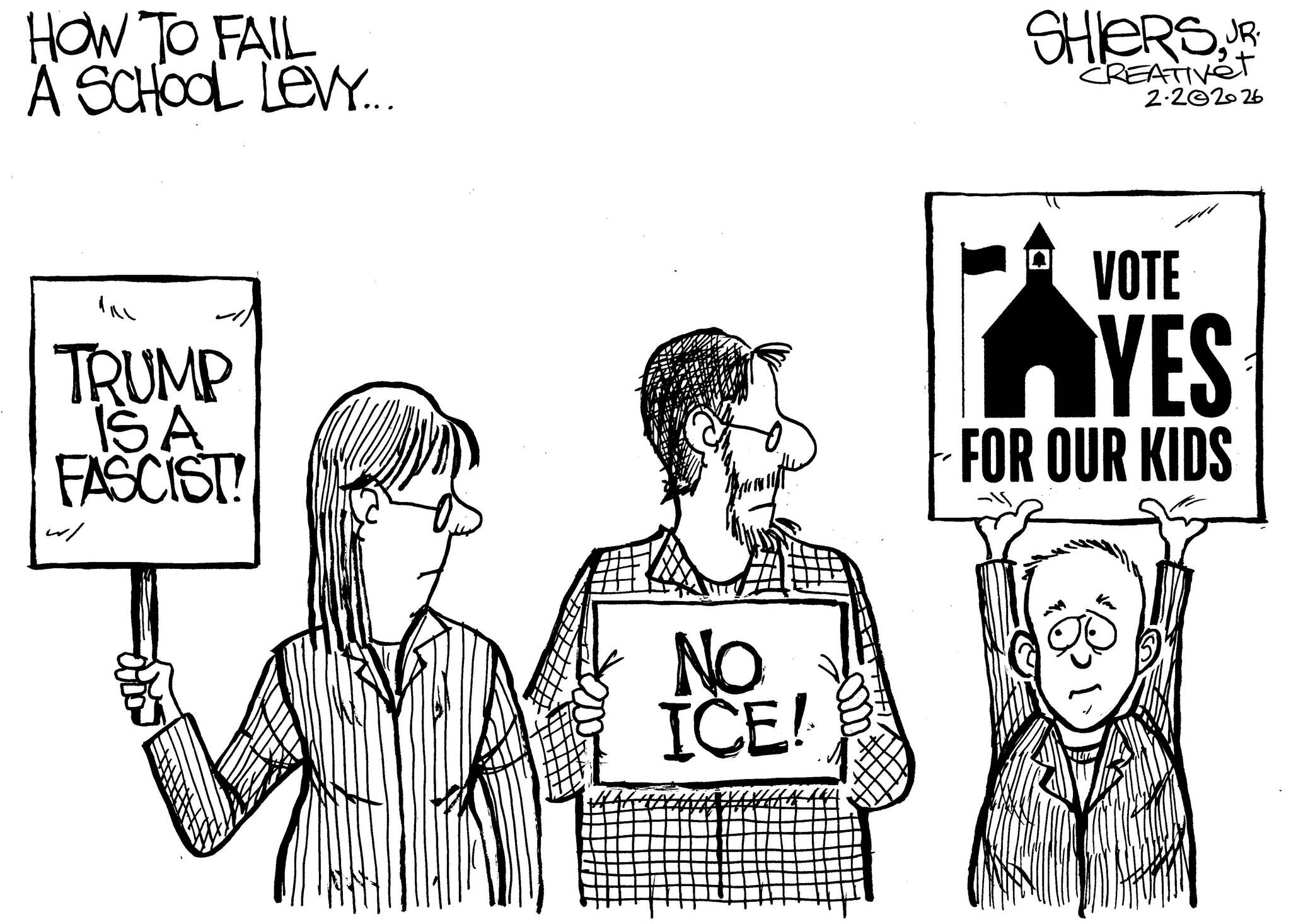 Frank Shiers, Jr. is a longtime King County resident and has drawn political cartoons for over forty years. He creates at least four cartoons a week, which are published in a dozen newspapers.