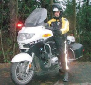 Police motorcycle loaded for the road and speeders