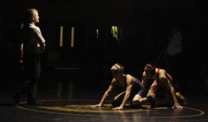 Josiah Schliesman wrestled Franklin Pierce's Tanner Bloom in the 132 pound weight class.