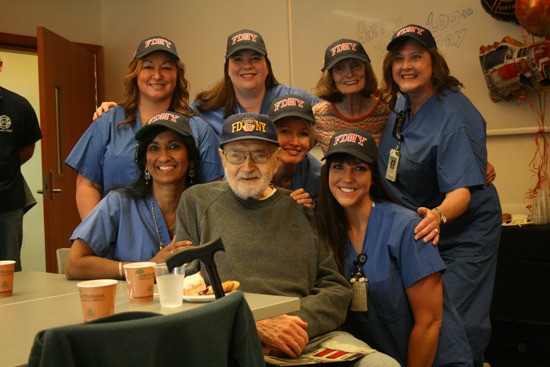 John Cronin's 'blue angels' of St. Elizabeths threw him a surprise 100th birthday party.