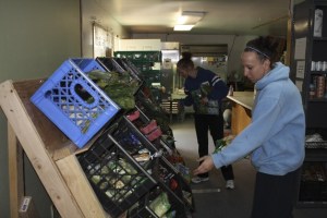 Ronnie Beck and Denise Kelly stock produce Thursday morning.