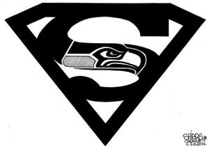 Seattle SUPER Seahawks won their first championship game in franchise history. Editorial cartoon by Frank Shiers