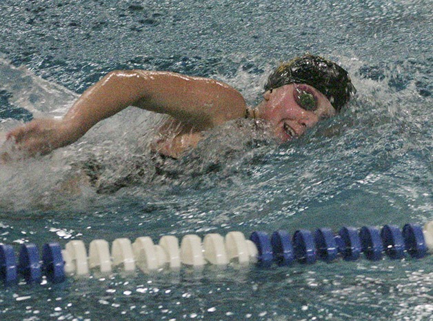 Enumclaw High's Bailey Sexton won the 100 free Oct. 3 against Bonney Lake.