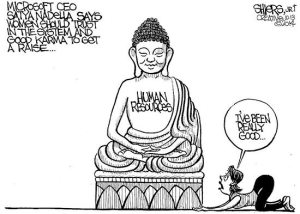 This weeks political cartoon refers to recent comments made by Microsoft CEO Satya Nadella.