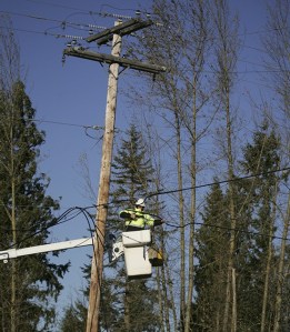 A PSE worker restoring power.