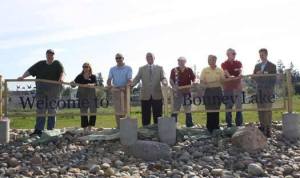 Bonney Lake City Council Members and Mayor Neil Johnson pose for a photo after unveiling the Eastown welcome sign May 8.