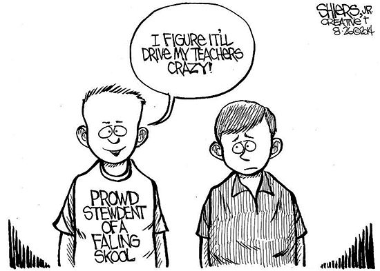 This weeks cartoon focuses on how Washington public schools have been given a failing grade by US Department of Education.