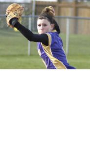 Sumner High shortstop Krysta Beers looks toward first base during fastpitch action.