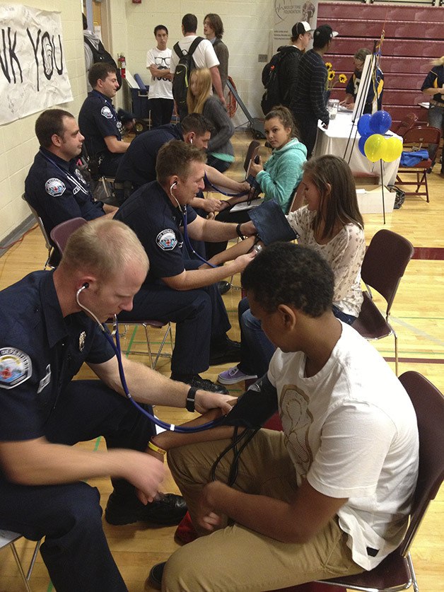 Enumclaw firefighters at the Nick of Time event at Enumclaw High School.