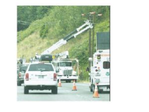 PSE crews replace pole damage during June 26 accident on state Route 410 near Sumner.