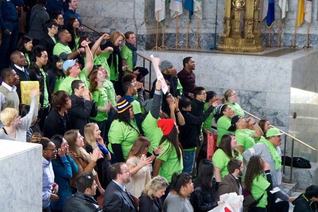 Students from state community and technical colleges gathered Friday in the Capitol to plead for lawmakers’ support in adequately funding their education programs.