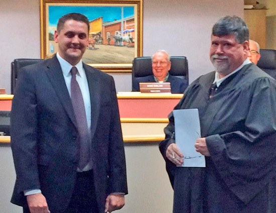 New Councilmember Patrick Reed with Judge Jenkins