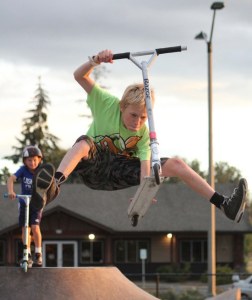 Adrian Kitchan and his friend J.J. Paudler enjoy the Buckley Skate Park before it's grand opening on August 11.