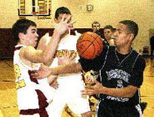 White River’s Casey Zimmer battles Bonney Lake’s NatrhanDay for a loose ball.