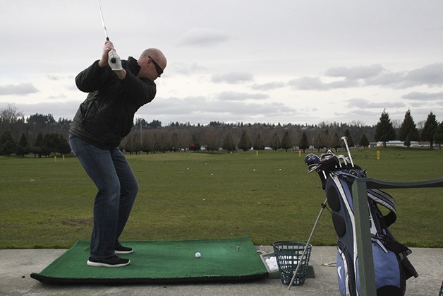 Ryan Morgan tees off at the Sumner Meadows in February.
