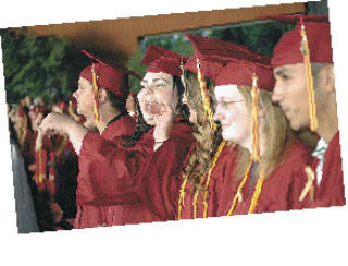 Clockwise from top: happy grad faces