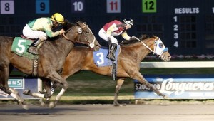 Clemens Brook and jockey Jennifer Whitaker combine for the victory Friday in the $14