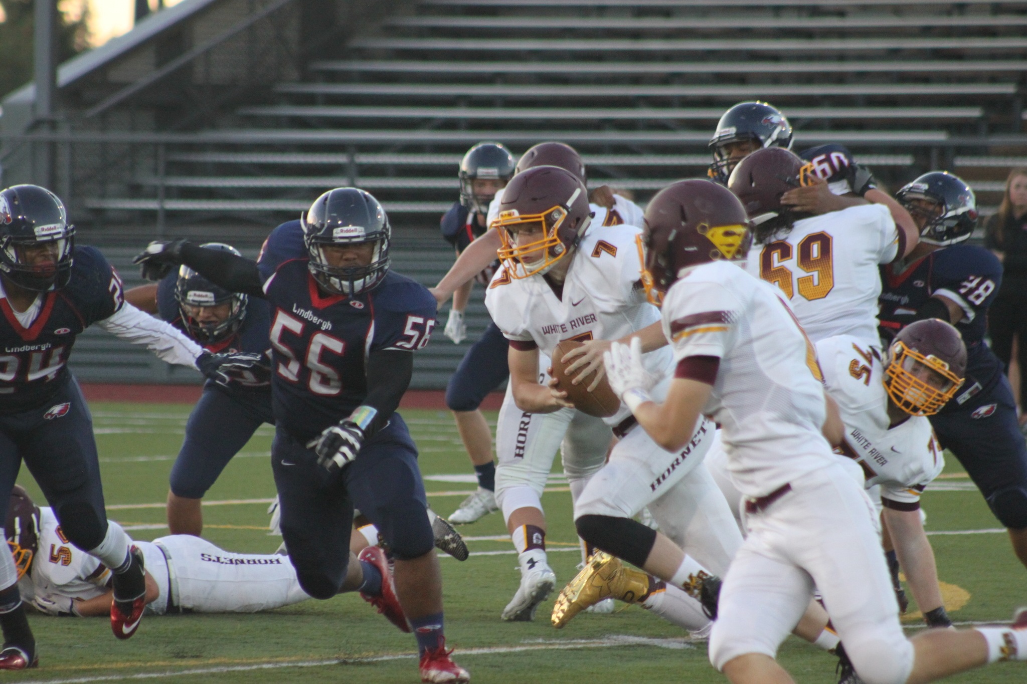 White River playing Lindbergh High School early on last year. The Hornets lost 28-19.