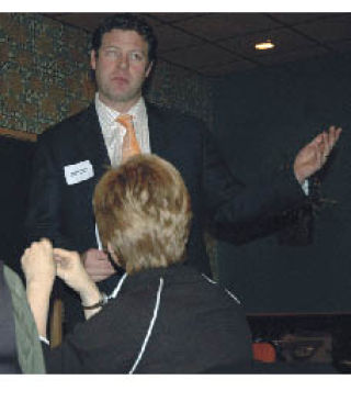 County Councilman Reagan Dunn makes a point during Thursday’s session with the local chamber.