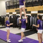 Tiffani Terhune excels at tumbling, but is learning how to be lifted for group stunts. Photo by Ray Still.