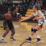 White River&rsquo;s Georgia Lavinder tries to stop Fife&rsquo;s advance during last Friday&rsquo;s game. The Hornets came away with a 70-26 win. Photo by Kevin Hanson.