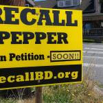 Political signs calling for Councilwoman Pat Pepper&rsquo;s recall can be found scattered around Black Diamond. Photo by Ray Still