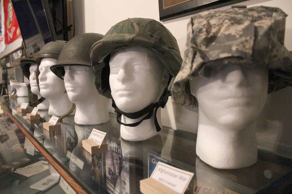 The museum has a collection of military headgear, from the Afghanistan War, Korean War and World War II.