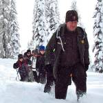 Want to hike through the snow? Mount Rainier offers ranger-guided snowshoe walks around the mountain. Photo courtesy of the National Park Service