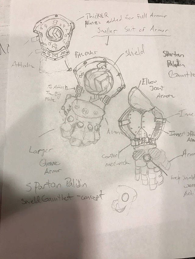 Tommy Rice did the original concept art of his book cover, as well as concept art of many of the clothes, weapons, shields and other items found in The Lok. Photo courtesy of Tommy RIce