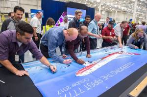 Employees are excited about beginning production on Boeings new 777X. Boeing Company photo