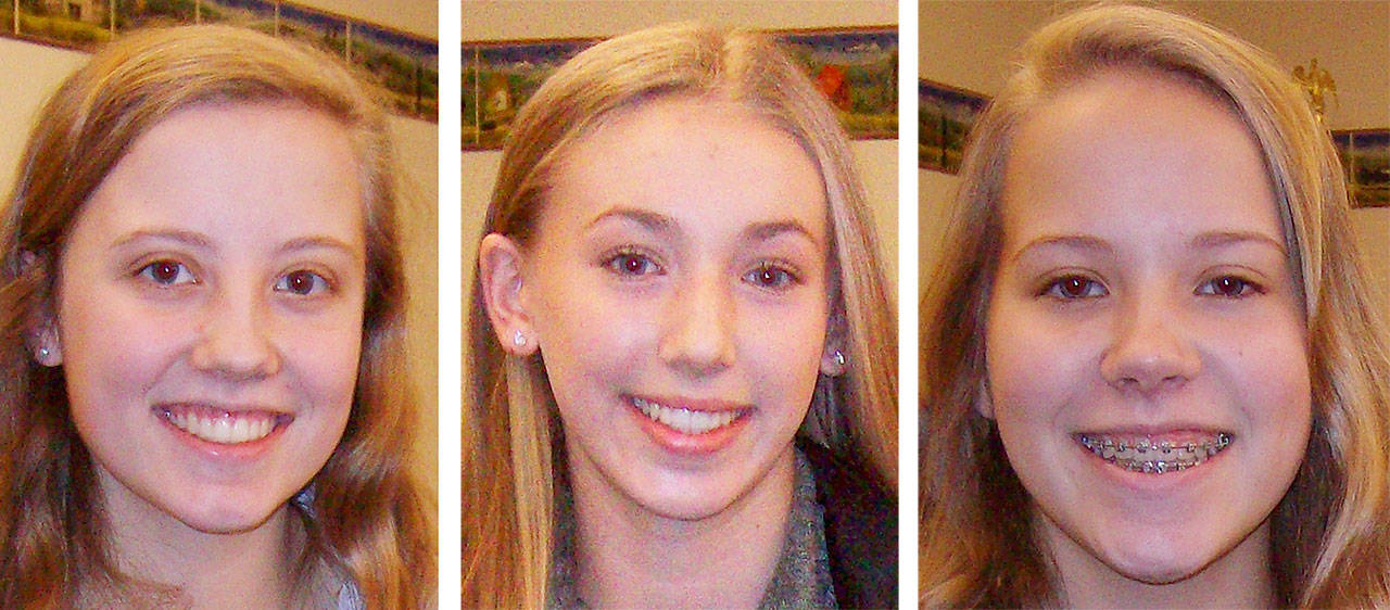 Emma Cash, Brook Mahler and Ava Cash were the Buckley Kiwanis Clubs January Students of the Month. Submitted photos