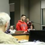 Rafael Rodriguez, Sumner High Schools star diver, told the Bonney Lake City Council how much the Sumner High School pool changed his life when he first started on the swim team. Photo by Ray Still