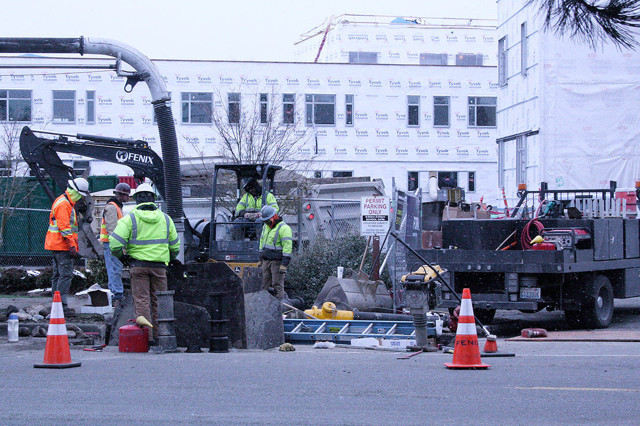 Some Enumclaw High School students will be able to move out of portables and into their new learning space much earlier than expected. Photo by Kevin Hanson