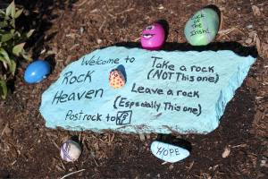 Rock Haven, located in front of Bonney Lakes Pet Pros, is a great place in the city to find rocks to paint or leave rocks for others to find. Photo by Ray Still