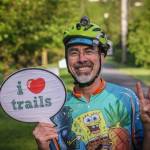 A trail enthusiast stopped by the county Parks Department booth during Bike Everywhere Day. Photo courtesy King County