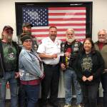 Left to right, ABATE Coordinator Ray Hash, Member Frankie McNeal, Deputy Coordinator Joe Cain, Fire Chief Bud Backer, Public Relations Chair Mitch Nelson, Secretary/Legislative Affairs Laura Cain, and Treasurer Chuck McNeal. Submitted photo