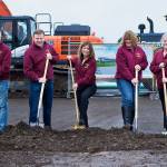 Taking part in last weeks groundbreaking ceremony were, from left: school board members Mike Jansen and Matt Scheer, District Superintendent Janel Keating, board member Karen Bunker and board president Denise Vogel. Photo courtesy Adam Leahy/White River School District