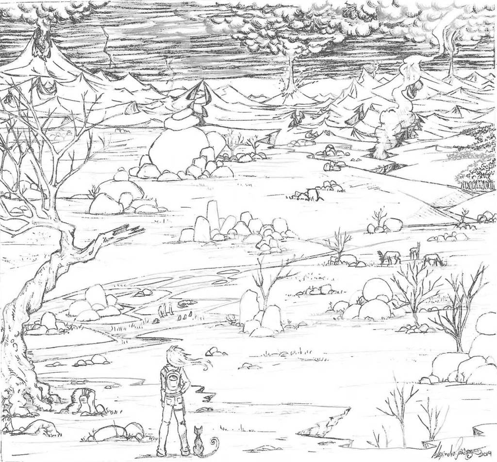 Katya gazes out at the Deadlands, a prominent plane of existence in A Tangled Pattern. Image by Alex Personius